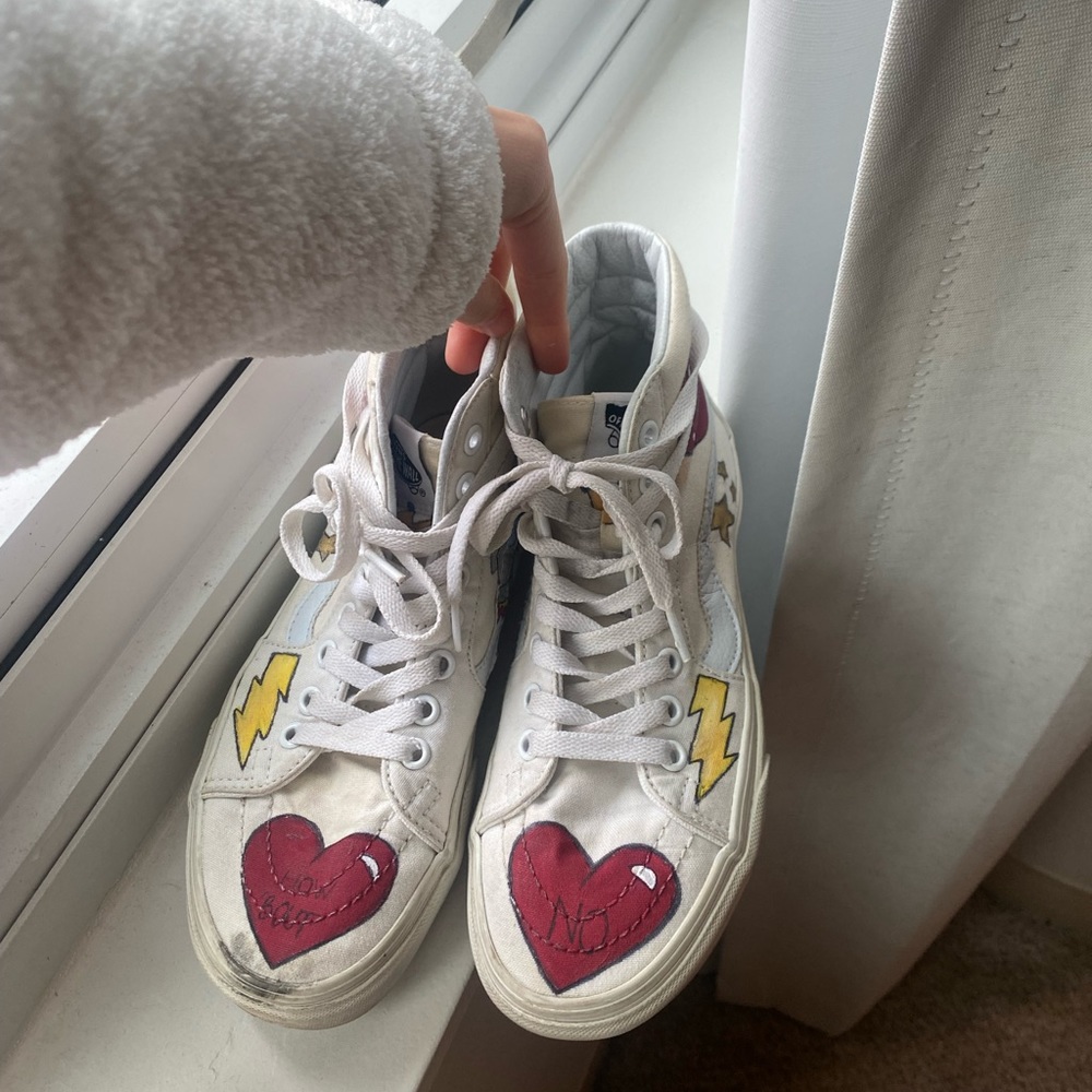 Custom High Top White Vans